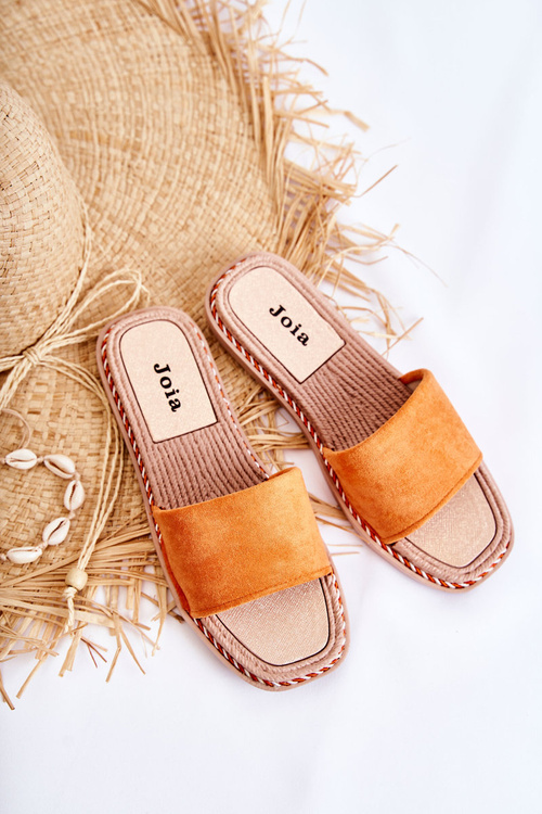 Semišové dámské pantofle oranžový Sunset