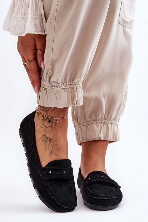 Ženské semišové čierne mokasíry