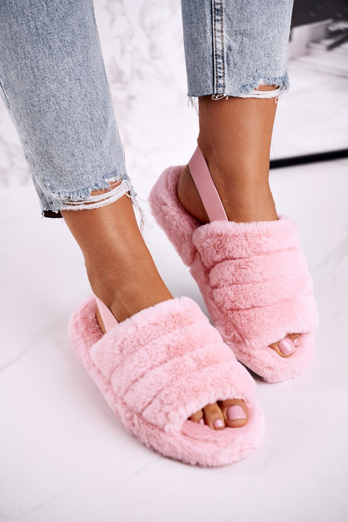 Dámska papci na platforme kožušina ružová snehová vločka