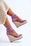 Pohodlné sandály na vysokém klínu fialove Lemira 