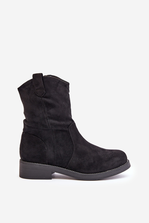 Zateplené dámské botky s nařasením a zdobením černé Etteara