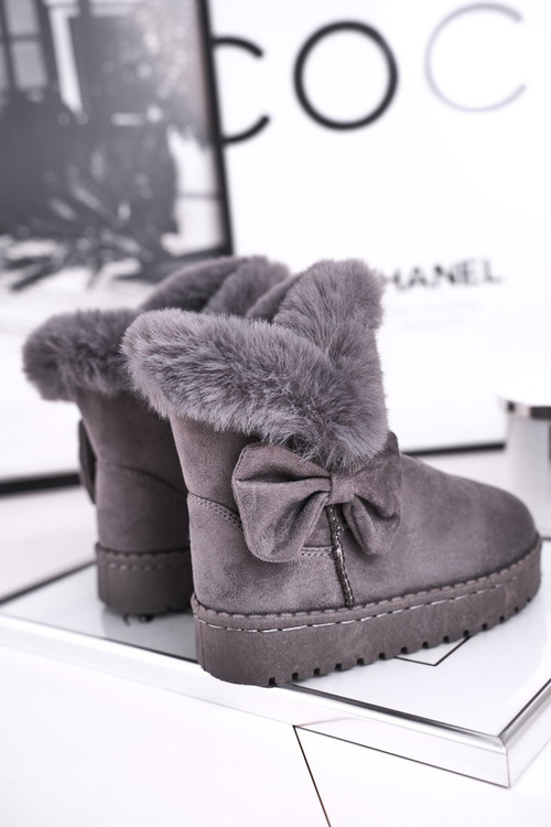 Detské topánky Snehové topánky s kožušinou šedú vellu