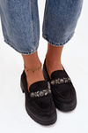Eko Semišové Mokasíny Dámske S Dekoratívnou Brošňou Čierne Valiana