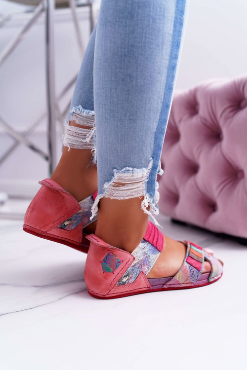 Kožené sandály S žebrováním Maciejka 03375 Růžové