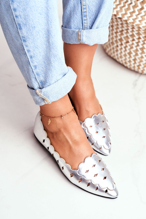 Lu Boo Dámské Baleríny Stříbrná Metalíza Dianna