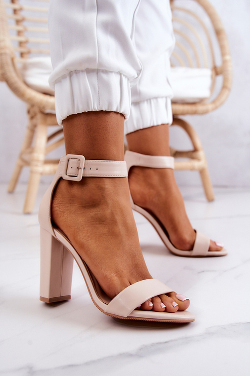 Sandály na podpatku béžove Georgina