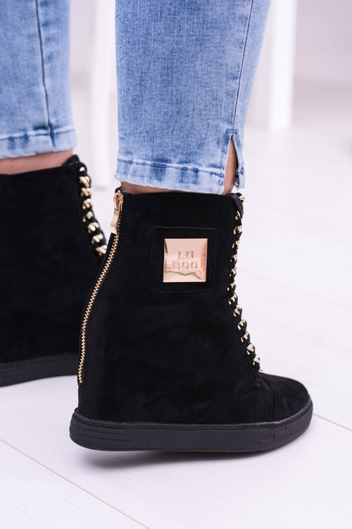 Dámská Obuv Sneakers Lu Boo Semišové Tenisky Černé Monica