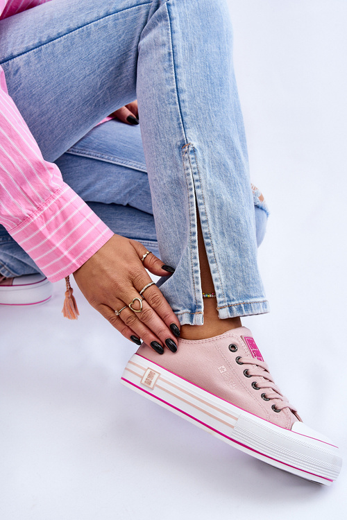 Dámske materiálne tenisky na ružovej platforme Big Star LL274181