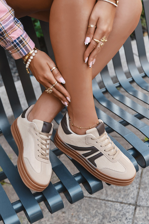 Sametové dámské tenisky na platformě Béžové Corynelle