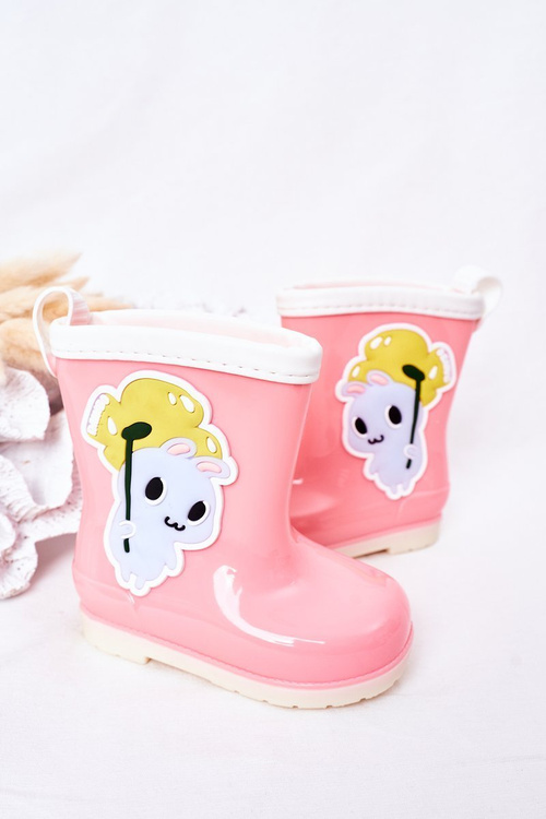 Detské galoshes s ružovým zajačikom