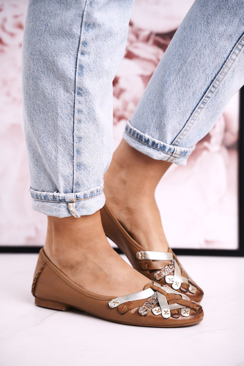 Dámské Kožené Baleríny Maciejka Hnědé 01358-46