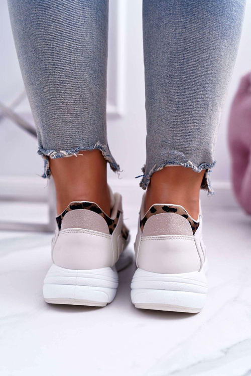 Dámske športové béžové topánky Leopard Mezeno