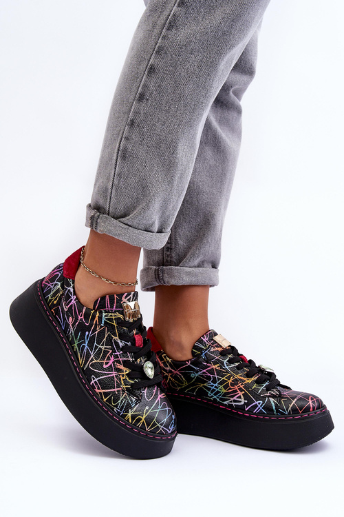 Kožené sportovní boty na platformě Maciejka 06191-39 Multikolor