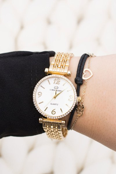 Women Gold Watch with Bracelet Crystals