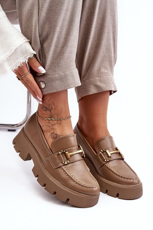 Dámske topánky Loafer s ozdobou khaki peuria