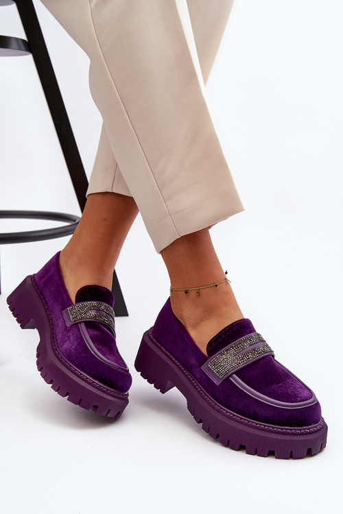 Dámské sametové mokasíny s ozdobou Fialové Wendreda
