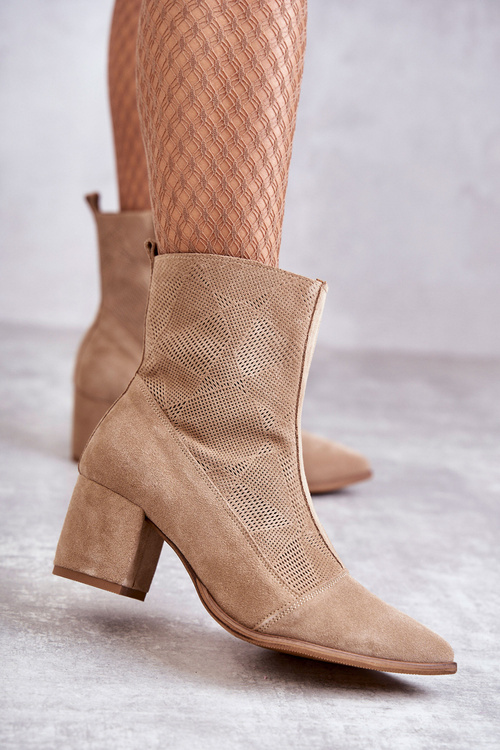 Ženské semišové vysoké podpätky Nicole 2757 béžová