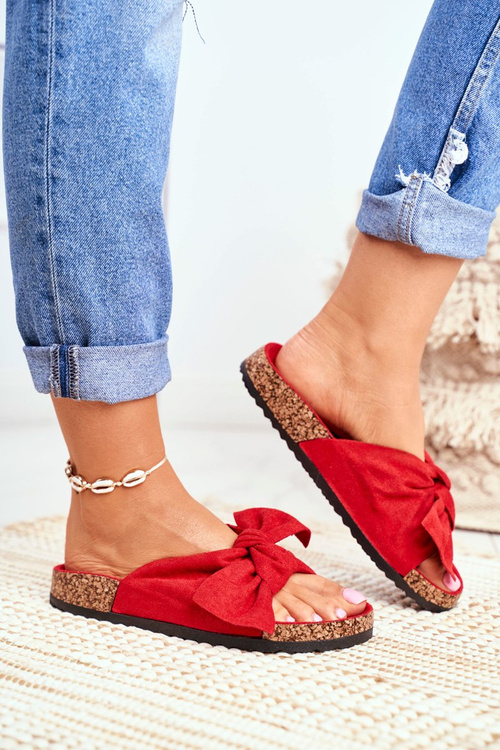 Papuče na korkovej podrážke červené wendy