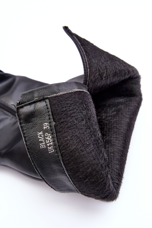 Elegantní Kožené Kozaky Před Koleno Na Sloupku Černé Felsha