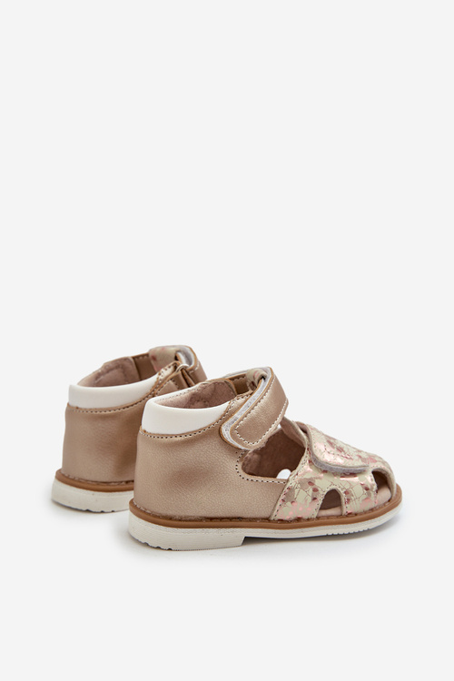 Dětské Vzorované Sandálky Na Suchý Zip Zlaté Maellita