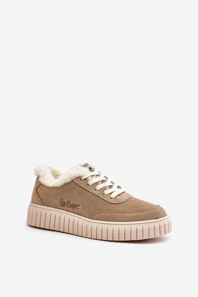 Kožené Dámske Sneakersy S Teplou Podšívkou Béžové Lee Cooper LCJ-24-01-2972