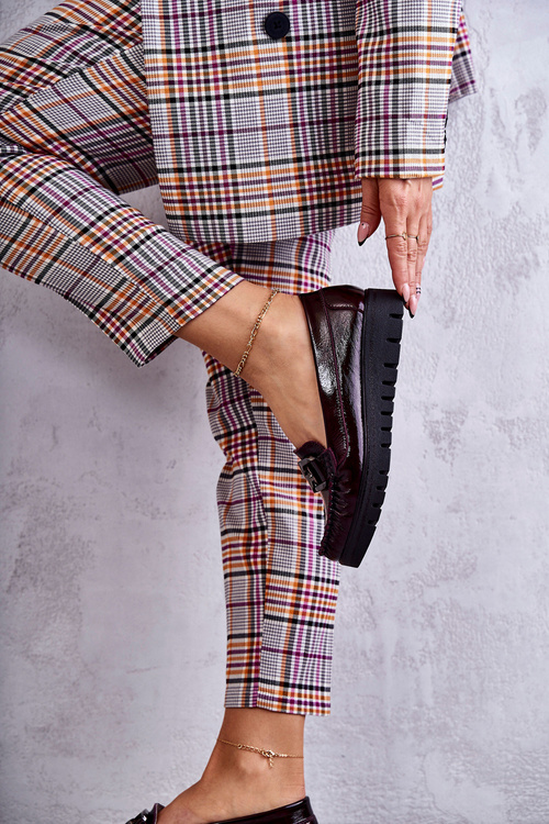 Dámské kožené mokasíny na platformě Vínové Venesia