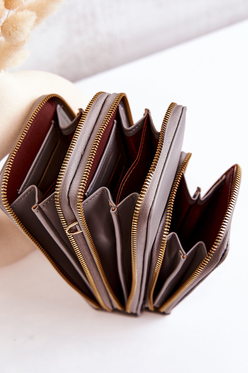 Peněženka Kabelka 2v1 Na Zip Šedá Themis