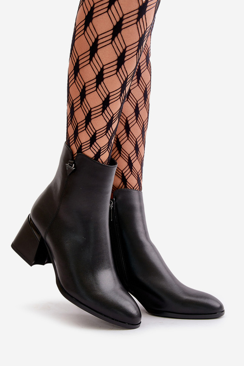 Elegantní Zateplené Dámské Boty Z Přírodní Kůže Černé Vinceza 77106