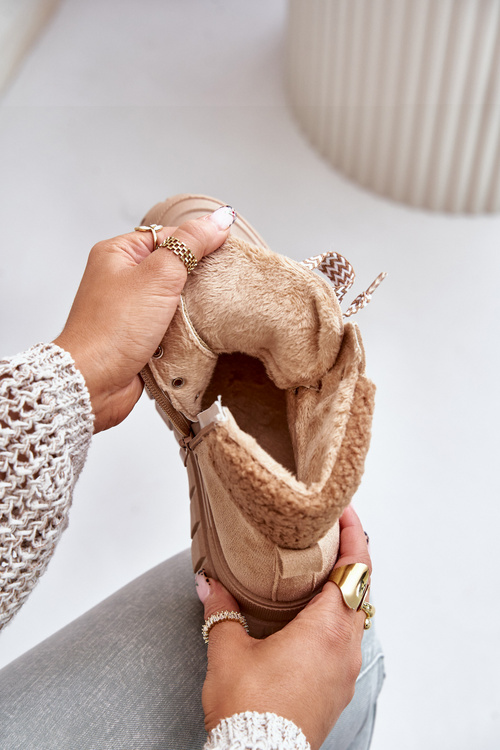 Dámské Zateplené Boty Trapery Na Platformě Hnědé Alcyhen