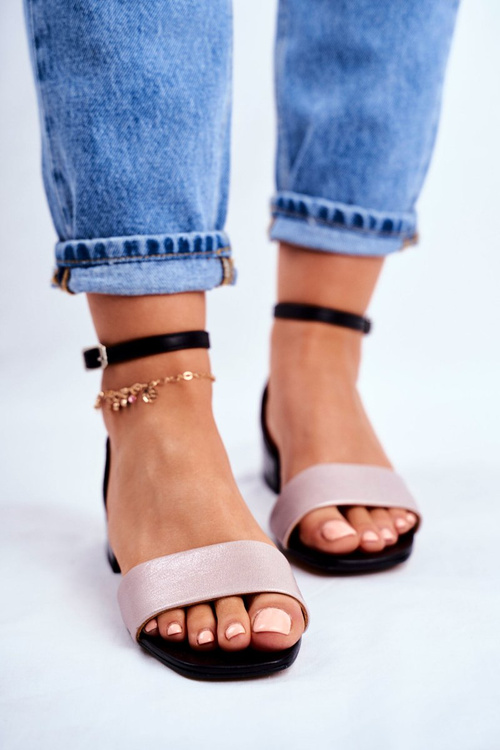 Kožené Lesklé Sandály Maciejka 04618-21 Cerné-Růžové