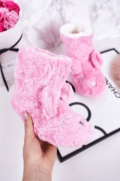 Dětské Pantofle Izolované Z  Kůže Růžove Sleepyhead