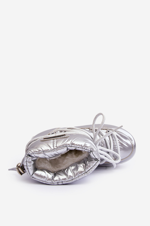 teplé šněrovací boty do sněhu stříbrné Colina