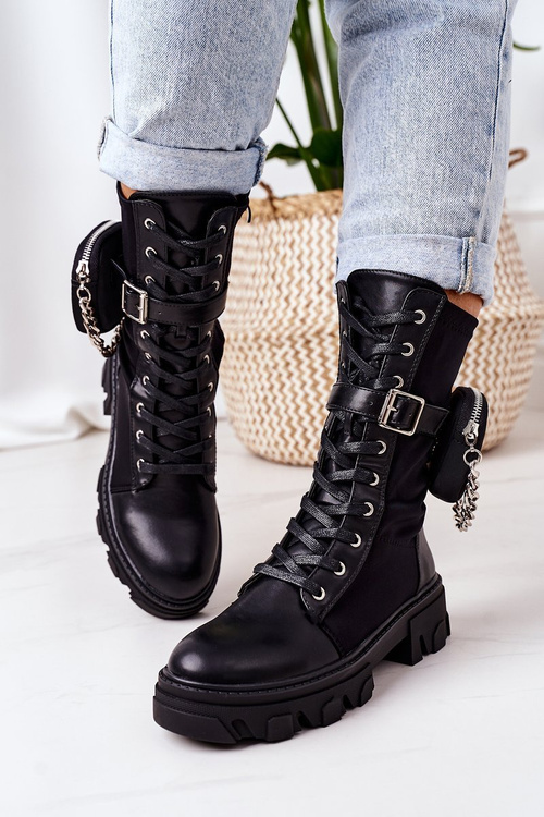 Teplé Boty S Kabelkou Černé Look At Me