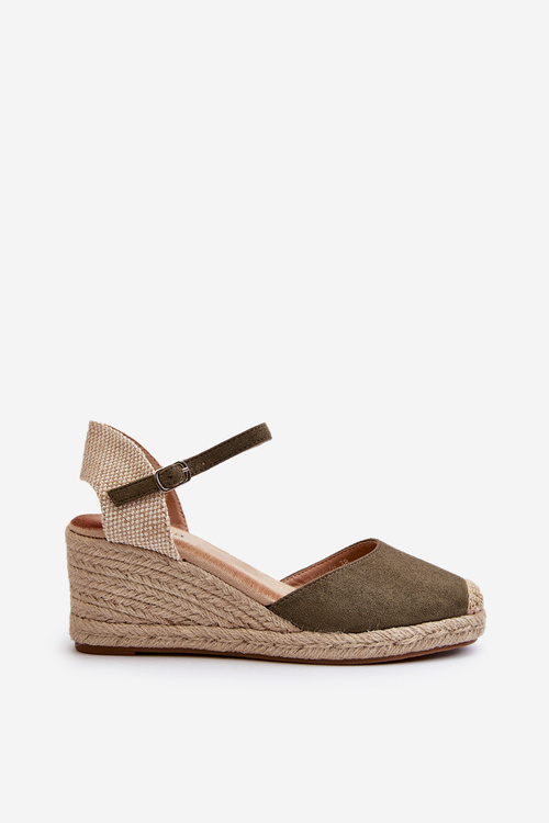 Semišové sandále espadrilles na klinovom zelenom Cammer