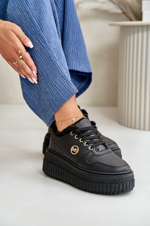 Sneakers Dámska Športová Obuv Zateplená Na Masívnej Podošve Čierne Verissha