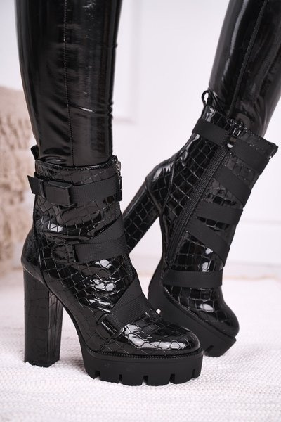 Dámské Kotníkové Boty Na Podpatku Cerne Hortego