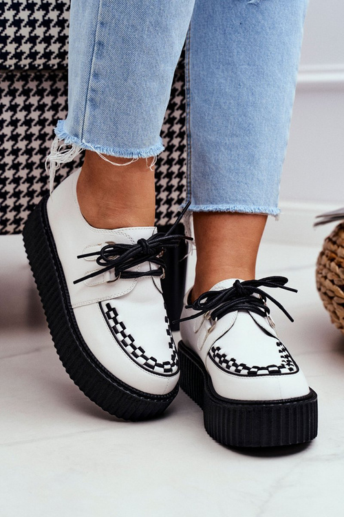 Biele kožené popínače na platforme Gocain