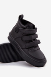 Zateplené boty sneakers pro děti na suchý zip Big Star SS374070 Černé