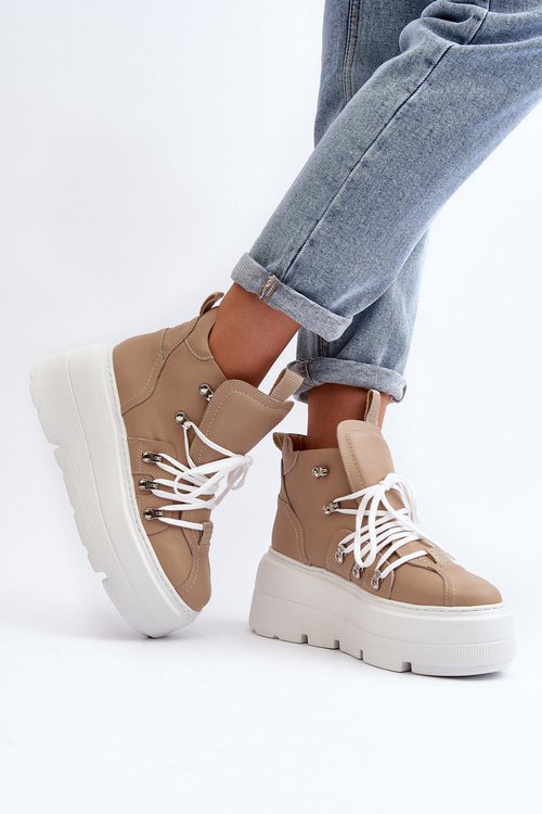 Zazoo 3416 Kožené Dámske Športové Topánky Bežové