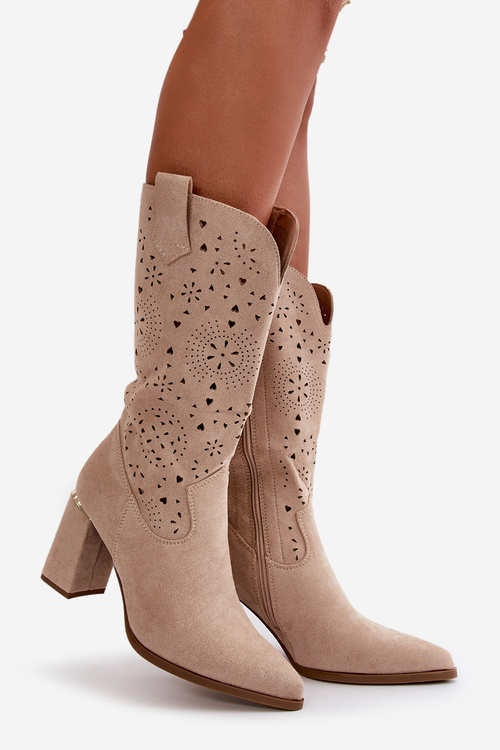 Dámske Čižmičky S Výrezmi Na Päte So Špicatými Špičkami Bežovej Farby Nevithra