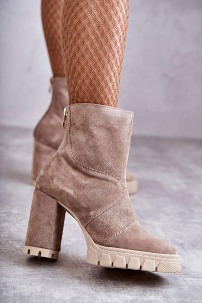 Semišové vysoké podpätky beige elia