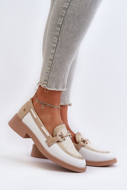 Dámské kožené mokasíny Maciejka 06493-11 Bílo-Bežové