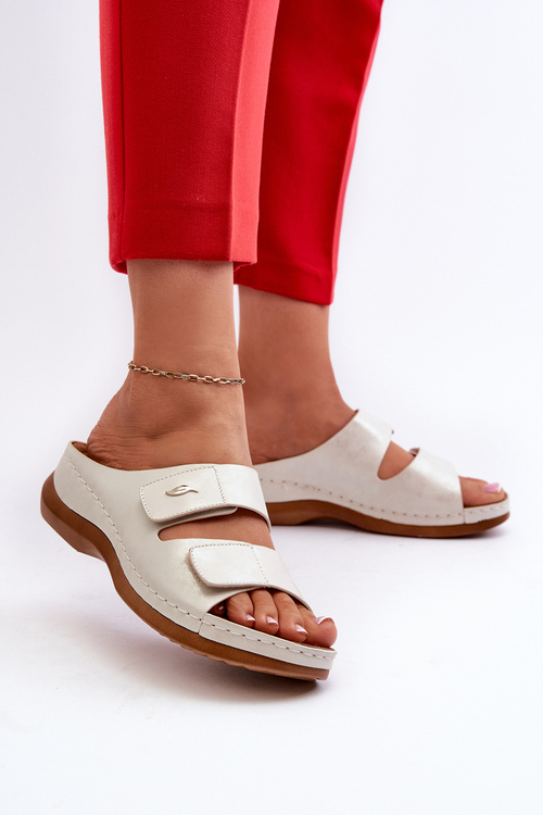 Ľahké Dámske Papuče Z Ekokože Strieborné Frellia