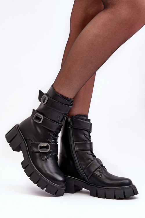 Dámské kožené boty černé SBarski MR870-62