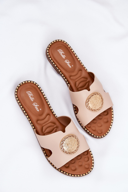 Ploché Damské Pantofle S Dekorativním Detalem Béžové Oferry