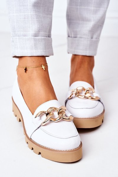 Kožené Mokasiny Lewski Shoes 3040 Bílé