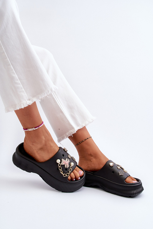 Dámske peny papuče s ozdobami Čierne Afariana