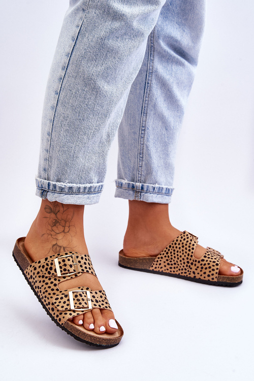 Dámské nazouváky Leopard béžová a černá Destino