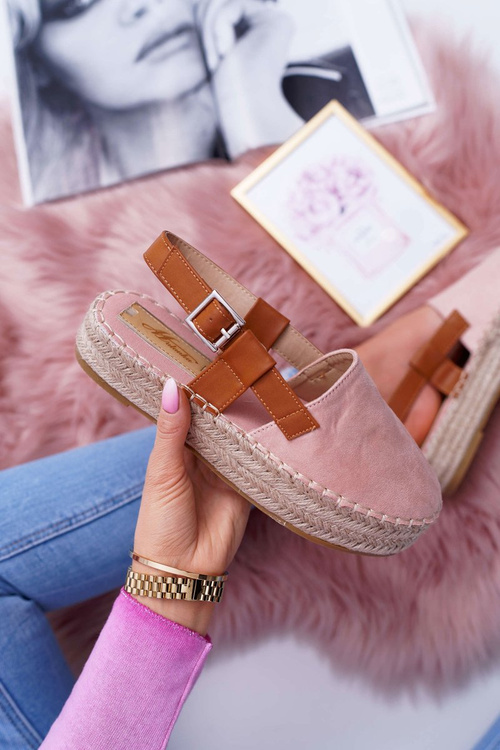 Dámske semišové espadrilly na platforme Pink Parteno
