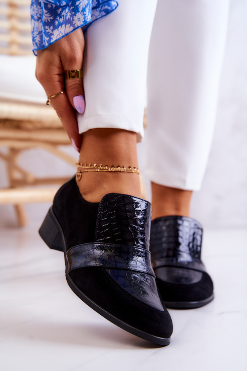 Semišové hadí boty Černé Mariene